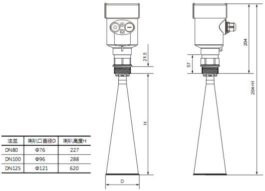 瀝青雷達(dá)液位計RD708外形尺寸圖